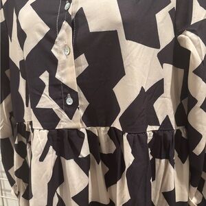 Shein Black and Cream Geometric Dress